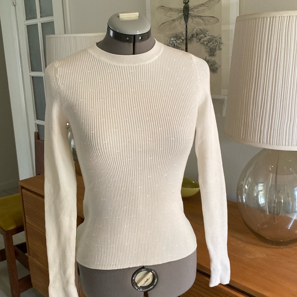 Stretch knit, ribbed knit sweater
